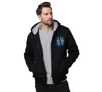 Men’s Full Zip Hooded Sweatshirt - Federal Democratic Republic of Ethiopia Heavyweight Fleece Lined Hoodie, Warm Thick Polyester Zip Up Jacket for Cold Weather & Outdoor Activities,Black,XL