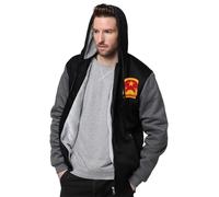 Men’s Full Zip Hooded Sweatshirt - Socialist Republic of Vietnam Heavyweight Fleece Lined Hoodie, Warm Thick Polyester Zip Up Jacket for Cold Weather & Outdoor Activities,Gray,XXL