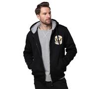 Men’s Full Zip Hooded Sweatshirt - United States of America Heavyweight Fleece Lined Hoodie, Warm Thick Polyester Zip Up Jacket for Cold Weather & Outdoor Activities,Black,L