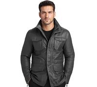 Men’s Genuine Black Real Sheep Leather M65 Military Field Jacket Vintage Army Classic Style Brown Leather Coat Multi Pocket Bomber Jackets (UK, Alpha, XXL, Regular, Regular, Black)