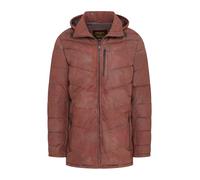 Men’s Genuine Lamb Leather Hooded Puffer Jacket - Quilted Chevron Winter Coat | Warm Insulated Leather Outerwear with Removable Hood & 6 Pockets