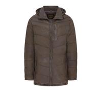 Men’s Genuine Lamb Leather Hooded Puffer Jacket - Quilted Chevron Winter Coat | Warm Insulated Leather Outerwear with Removable Hood & 6 Pockets