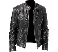 Men’s Genuine Lambskin Leather Biker Jacket-Motorcycle Distressed Leather Jacket-Cafe Racer Jacket-Slim Fit Jacket (Vintage Black Cafe Racer, S)