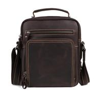 Men’s Genuine Leather Briefcase, Vintage Top-Handle Satchel, Large Capacity Computer Portfolio Handbags (dark coffe,L23 x W26 x H10 cmL9×W10×H4 in)