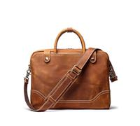 Men’s Genuine Leather Briefcases, Vintage Top-Handle Satchel, Computer Portfolio handbags for School & Work (Brown,L15×W3.15×H11.81in)