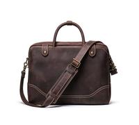 Men’s Genuine Leather Briefcases, Vintage Top-Handle Satchel, Computer Portfolio handbags for School & Work (Dark brown,L15×W3.15×H11.81in)