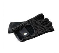 Men’s Genuine Leather Half-Finger Driving Gloves with Crochet Knit Top - Breathable Vintage Style Grip Gloves for Cycling, Riding & Daily Use