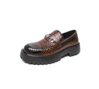 Men’s Genuine Leather Loafers Chunky-Soled Business Formal Shoes Lightweight Casual and Breathable Driving Shoes Brown 7 UK
