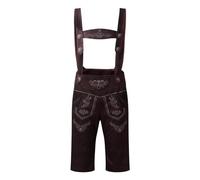 Men’s German Bavarian Lederhosen Brown,Lederhosen Men T Oktoberfest Mens Suede Leather with Matching Suspenders Shorts Outfit Plus Size 24 Halloween Dress Up Costumes Hat Short (Brown-A,L)