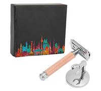 Men ' s Grooming Tool Handle | Dual Sided Manual Shaving Device for Beard & Face | Zinc Alloy Rustproof Design with Non - Slip Grip | Includes Holder Base (Cutting Part Not