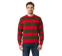 Men’s Halloween Jumper Freddy Krueger Style Red & Green Stripe Knitted Sweater Long Sleeve Round Neck Horror Top Acrylic Knit 16-18