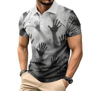 Men’s Halloween Short-Sleeve Polo Shirt | Soft breathable fabric,chest pocket & spooky Halloween print. ideal for horror-themed parties & festive daily wear.