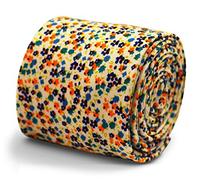 Men’s handmade cotton floral tie in blue and orange, 147cm slim necktie 6.5cm width with premium design, perfect for weddings, office outfits, formal occasions, dinner wear, elegant and unique