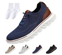 Men’s Hands Free Slip On Oxford Shoes, Ultra Comfortable Diabetic Shoes, Non Slip Walking Mesh Urban Shoes for Business & Daily Wear (Blue, Adult, Men, 12.5, Numeric, UK Footwear Size System, Medium)