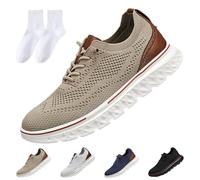 Men’s Hands Free Slip On Oxford Shoes, Ultra Comfortable Diabetic Shoes, Non Slip Walking Mesh Urban Shoes for Business & Daily Wear (Brown, Adult, Men, 10.5, Numeric, UK Footwear Size System, Medium)
