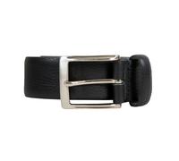 Men’s Heritage Full-Grain Leather Belt with Satin Nickel Buckle and Pebble Grain Texture - Black / M