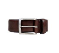 Men’s Heritage Full-Grain Leather Belt with Satin Nickel Buckle and Pebble Grain Texture - Dark Brown / L