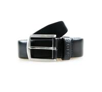 Dents Mens Heritage Satin Nickel Buckle Full-Grain Leather Belt - Black - Large