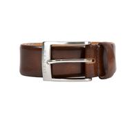 Men’s Heritage Lined Full-Grain Leather Belt with Satin Nickel Buckle - Brown / S