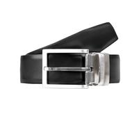 Men’s Heritage Reversible Full-Grain Leather Belt with Satin Nickel Buckle - Black/Tan / S