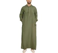 Men’s Hooded Djellaba Thobe Kaftan Robe - Long Sleeve Muslim Arab Gown with Pockets, Loose Fit Islamic Clothing for Men - Ideal for Prayer, Ramadan, Eid, Daily Wear