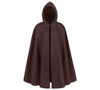 Men’s Hooded Medieval Long Cloak Black Cape, Retro Cloak With Decorative Buckle, Vampire Pirate Ranger Fancy Dress Costume for Halloween Stage Cosplay Party