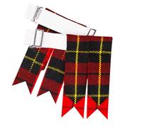 Men’s Kilt Flashes with Adjustable Buckle - Plain & Tartan Kilt Sock Garters - Acrylic Wool Highland Wear (WALLACE)