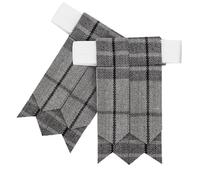 Men’s Kilt Flashes with Adjustable Buckle - Plain & Tartan Kilt Sock Garters - Acrylic Wool Highland Wear (Grey Watch Day)