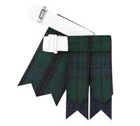 Men’s Kilt Flashes with Adjustable Buckle - Plain & Tartan Kilt Sock Garters - Acrylic Wool Highland Wear (BLACK WATCH)