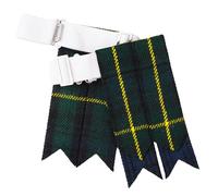 Men’s Kilt Flashes with Adjustable Buckle - Plain & Tartan Kilt Sock Garters - Acrylic Wool Highland Wear (GORDON)
