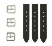 Men’s Kilt Strap and Buckle Set of 3 | Black Leather Replacement Belts with Chrome Buckles | Adjustable Kilt Repair Straps for Scottish & Irish Kilts | DIY