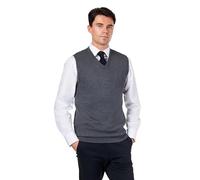 Men’s Knitted 100% Cotton Dark-Grey Sleeveless Jumper V-Neck Vest [JUMPER-VEST-543-DARK-GREY-L]