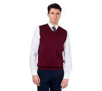 Men’s Knitted 100% Cotton Maroon Sleeveless Jumper V-Neck Vest [JUMPER-VEST-543-MAROON-M]