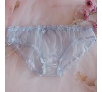 Men’s Lace Underwear Bikini Briefs with Floral Lace and Sheer Mesh Knickers, Sexy See-Through Men’s Lingerie with Sissy Style Pouch Panties for Comfort and(Blue)