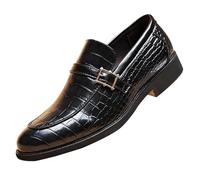 Men’s Leather Penny Loafers Men Slip On Shoes with Low Block Heel Business Formal Dress Lightweight Comfortable Durable Non-Slip Loafers for Daily Office Work Weddings Black