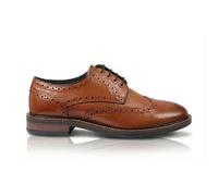 Men’s Leather Wingtip Brogue Classic Tan Brown Derby Lace-Up Dress Shoes - Tan 8