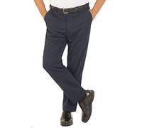 Men’s Lightweight 100% Polyester High Waist Trousers Casual Business Office Work Home Smart Dress Pants | Upto 60 inch Waist and 33 Inside Leg Navy