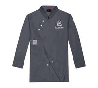 Men’s Long-Sleeve Chef Jacket - Ice Silk Thermal-Regulating, Oil-Resistant & Custom Logo| Ergonomic Kitchen Workwear for Hotels, Bakeries (M-XXXXXL) Gray