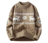 Men’s Long Sleeve Novelty Jumper Warm Sweater Thick Knit Pullover,Christmas Crew Neck Jumper for Men, Warm Cosy Funny Xmas Jumper,Mens Xmas Knit Jumper Reindeer Snowflakes Novelty Pullover Sweater