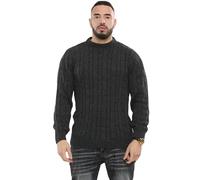 Men’s Long Sleeve Thick Winter Sweater, Chunky Cable Knit Pullover Jumper Warm Crew Neck Style Knitwear for Adults, Elegant Gentleman Casual Classic Outfit UK S-5XL Charcoal