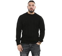 Men’s Long Sleeve Thick Winter Sweater, Chunky Cable Knit Pullover Jumper Warm Crew Neck Style Knitwear for Adults, Elegant Gentleman Casual Classic Outfit UK S-5XL Black