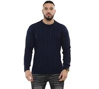Men’s Long Sleeve Thick Winter Sweater, Chunky Cable Knit Pullover Jumper Warm Crew Neck Style Knitwear for Adults, Elegant Gentleman Casual Classic Outfit UK S-5XL Navy