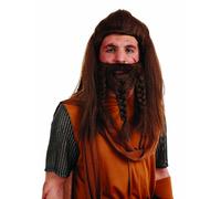 Men`s Long Viking Wig & Beard Set Nordic Warrior Barbarian Fancy Dress Costume