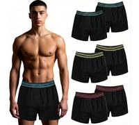 Men’s Loose Fit 100% Cotton Boxer Shorts 6-Pack - Super Soft Knitted Cotton Underwear Loose Fit, Button Fly & Elastic Waistband - Breathable Everyday Comfort (UK, Alpha, XL, Regular, Regular, Black)
