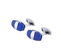 Men’S Luxury Oval Shape Silver Plated Copper Cufflinks Blue Enamel French Style Shirt Cuffs Wedding Jewelry