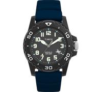 Men s Main Street 42 mm Watch Blue Silicone Strap Black Dial Black Case