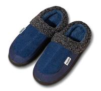 Men’s Memory Foam Indoor Outdoor Slippers with Plush Fleece Lining, Non-slip Rubber Sole Warm Mule House Shoes, Ribbed Knit Upper, Slip-On Comfy Winter Slippers, Durable and Lightweight
