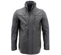 Men's Mid Length Classic Warm Brown Leather Jacket Coat