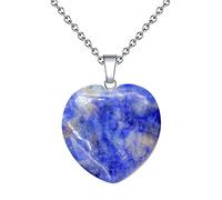 Men S Necklace Natural Stone Crystal Amethyst Powder Crystal Love Pendant Jade Peach Shaped Gem Pendant Necklace Slide Pendant (F, One Size)
