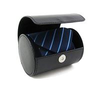 Men’s Necktie Tie Box Organizer Case, Travel Tie Storage Case Tie Holder Stores,Cylinder Shape, Black, 4.3" x 3.1"
